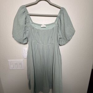 Maternity light olive Puff Sleeve Dress